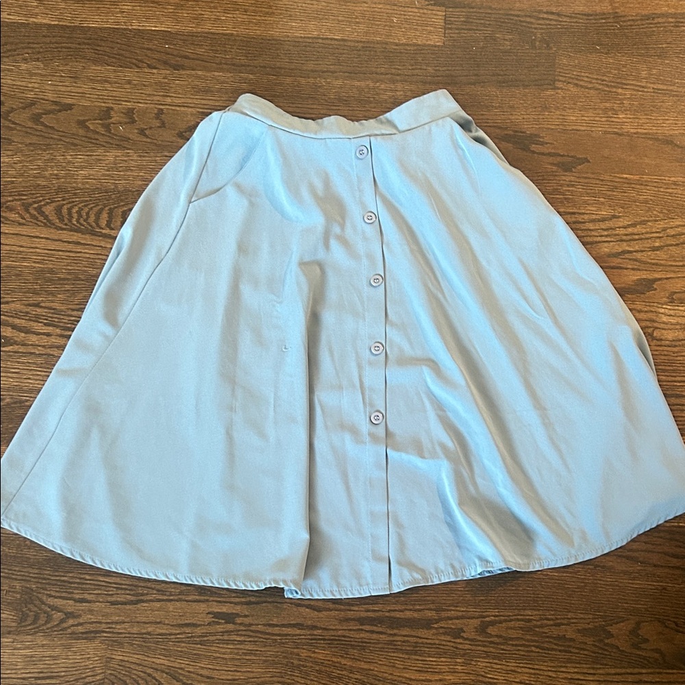 Light Blue Button-Down Women's Skirt